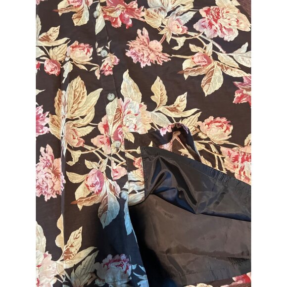 Chaps Floral Linen-Blend Skirt Size 8 Button Front - Picture 6 of 7